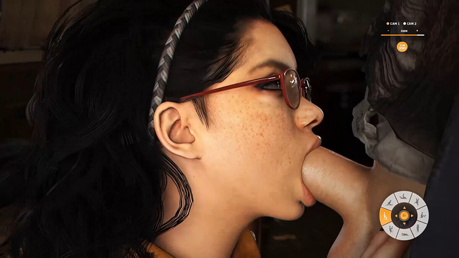 Chica haciendo una felación en el juego adulto Adult World 3D
