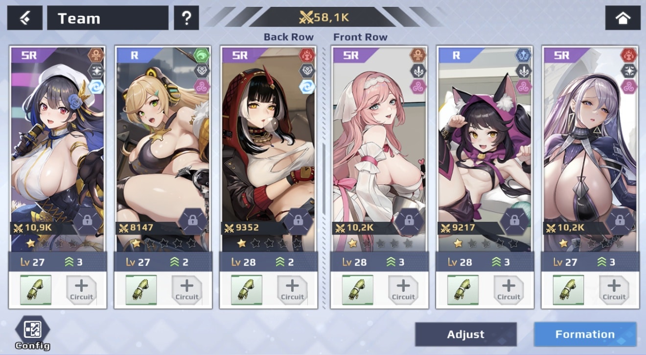 Harem y personajes del juego Aeons Echo